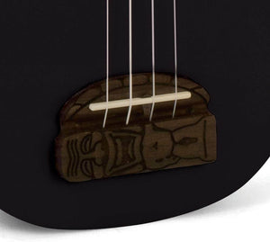 Kohala KTSBK Tiki Series Soprano Black Ukulele, Metal Tuners, Tiki Bridge - Ray's Midbell Music