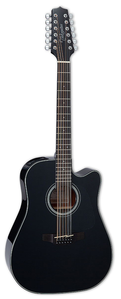 Takamine TAKGD30CE12BLK Dreadnought 12-String A/E Guitar with Solid Spruce Top (Black)