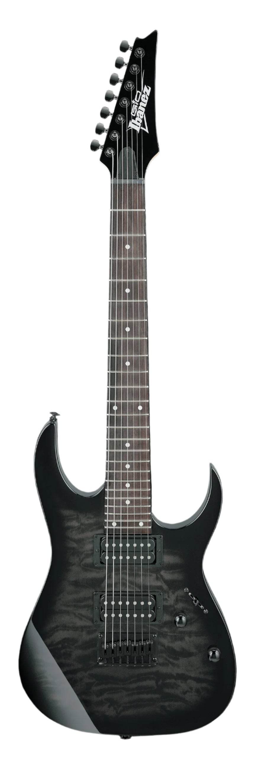Ibanez GRG7221QATKS Gio Series Double Cut 7-String Electric Guitar (Transparent Black Sunburst) - Ray's Midbell Music