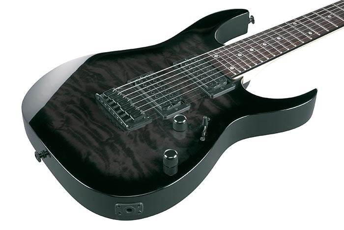 Ibanez GRG7221QATKS Gio Series Double Cut 7-String Electric Guitar (Transparent Black Sunburst) - Ray's Midbell Music