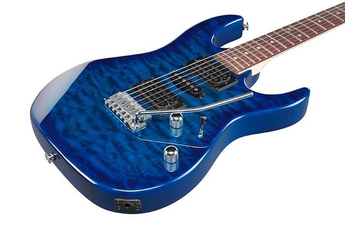 Ibanez GRX70QATBB Gio Series Double Cut Electric Guitar (Transparent Blue Burst) - Ray's Midbell Music