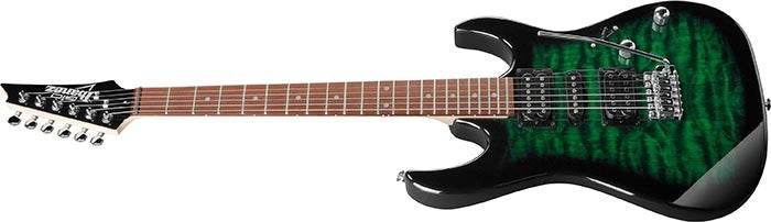 Ibanez GRX70QATEB Gio Series Double Cutaway Electric Guitar (Green Quilt) - Ray's Midbell Music