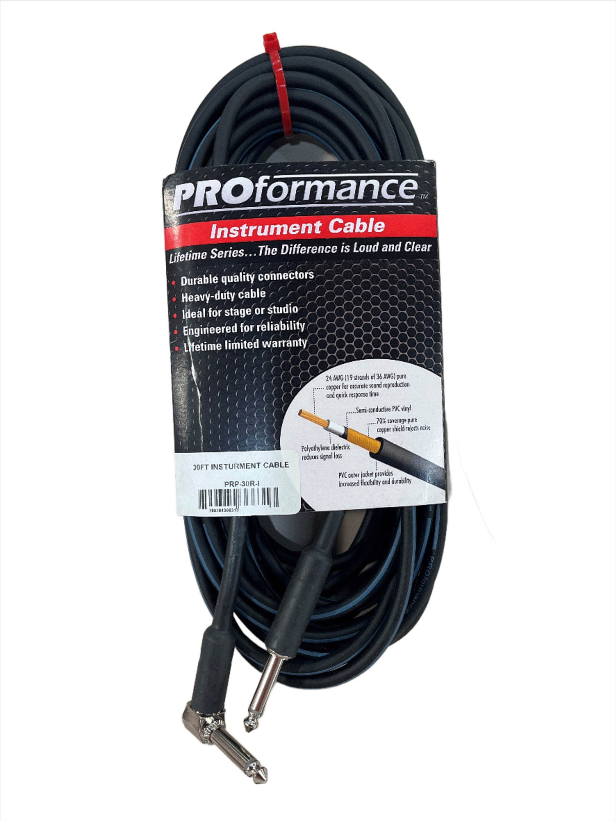 PROformance PRP30R 30' Instrument Cable (Straight-Angled) - Ray's Midbell Music