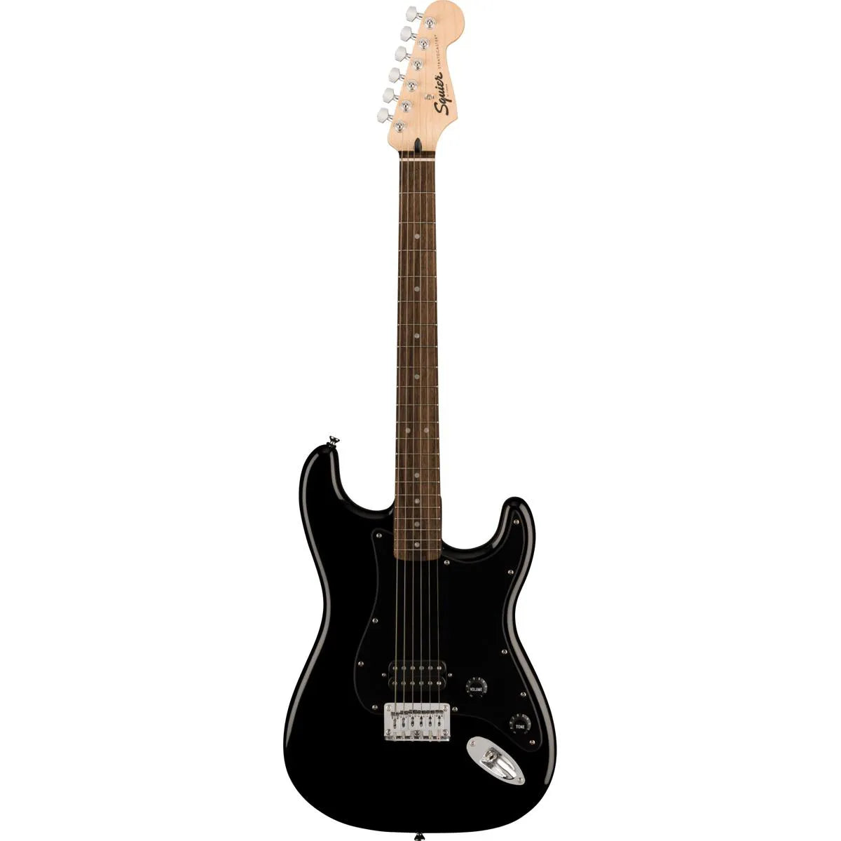 Fender 0373301506 Squier Sonic Series Stratocaster HT H Electric Guitar (Black w/ Black Pickguard)