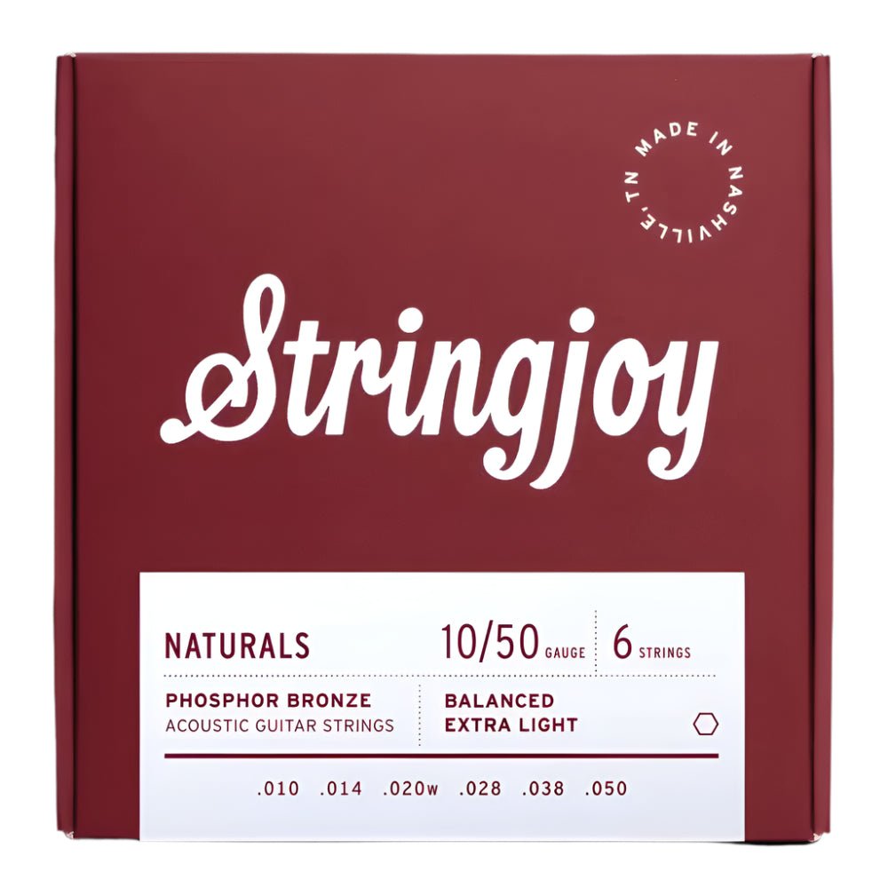 Stringjoy SJ - NB1050 Naturals Extra Light Gauge (10 - 50) Phosphor Bronze Acoustic Guitar Strings - Ray's Midbell Music