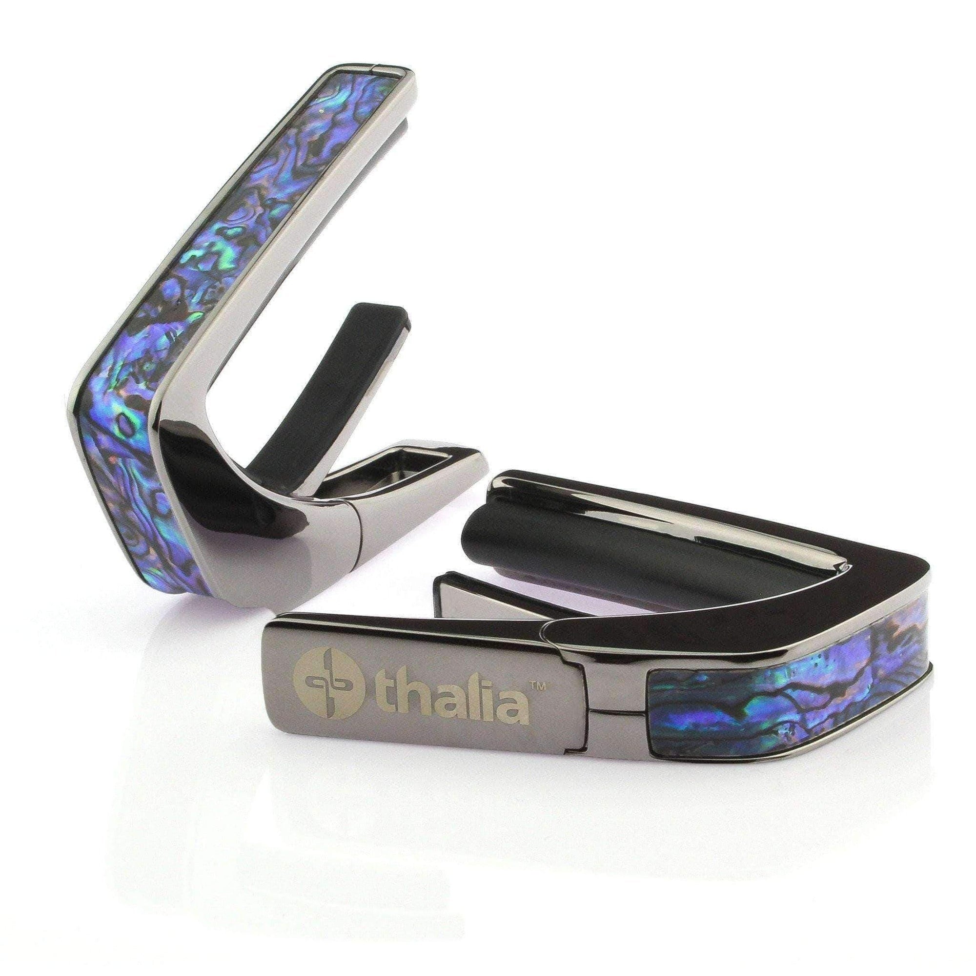 THALIA THCB200BA Black Chrome Finish Capo w/Blue Abalone Inlay