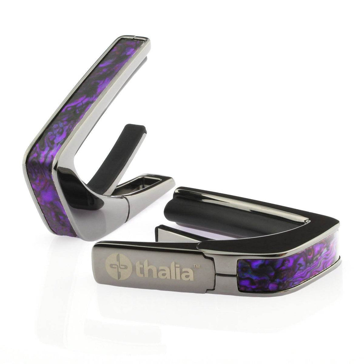 THALIA THCB200PP Black Chrome Finish Capo w/ Purple Paua Inlay - Ray's Midbell Music