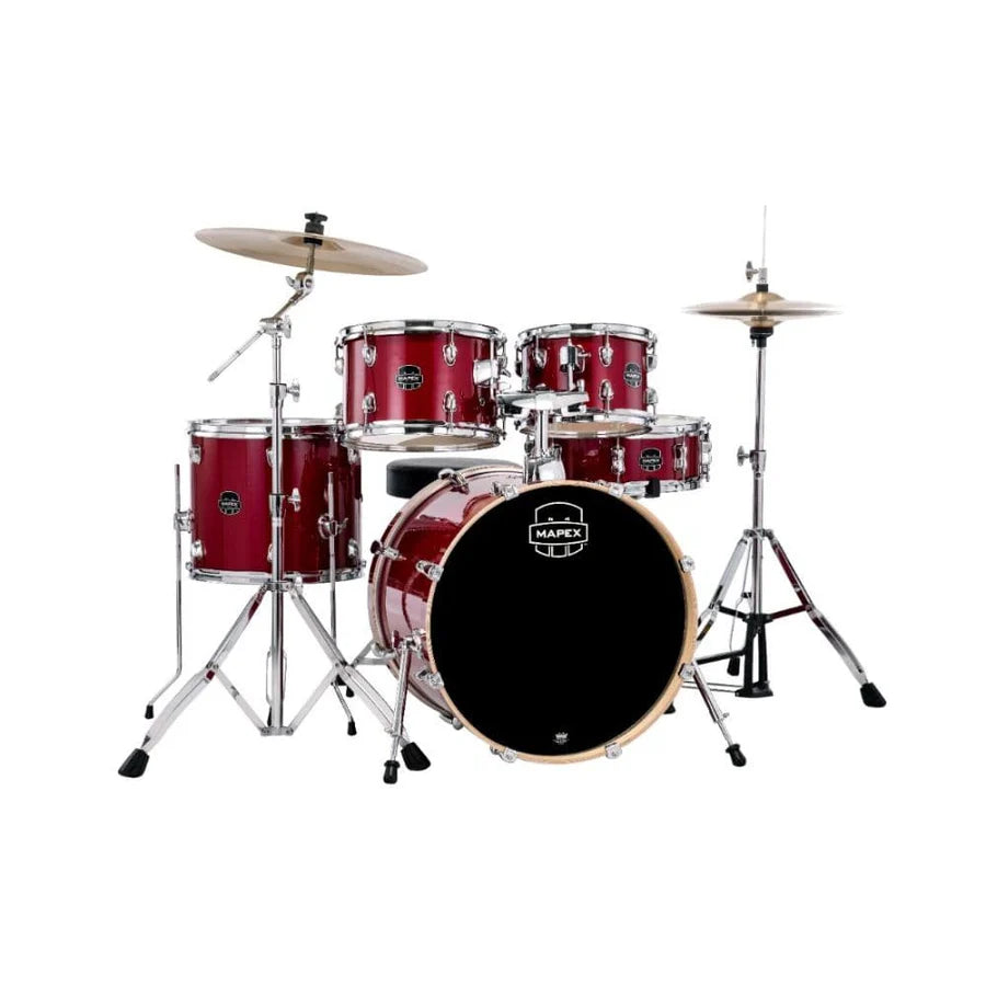 Mapex VE5044FTCVM Venus 5 Piece Fusion Complete Drum Set (Crimson Red Sparkle)