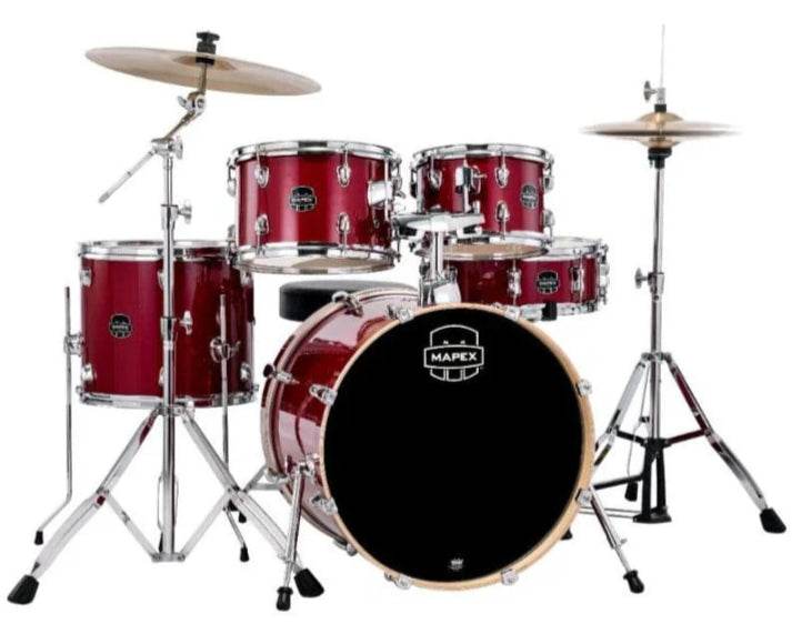 Mapex VE5044FTCVM Venus 5 Piece Fusion Complete Drum Set (Crimson Red Sparkle) - Ray's Midbell Music