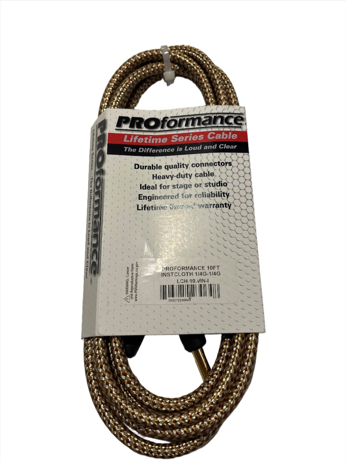 PROformance LCH10VIN 10' Woven Cloth Instrument Cable (Vintage) - Ray's Midbell Music