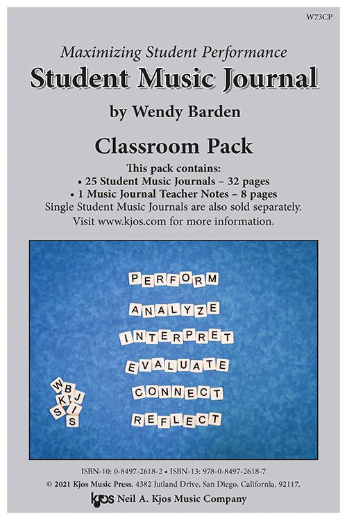 KJOS W73CP Maximizing Student Performance: Student Music Journal - Classroom Pack