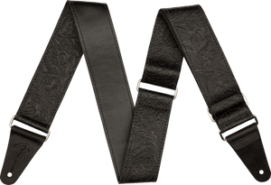 Fender 0996970006 2" Black Tooled Leather Guitar Strap