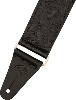 Fender 0996970006 2" Black Tooled Leather Guitar Strap
