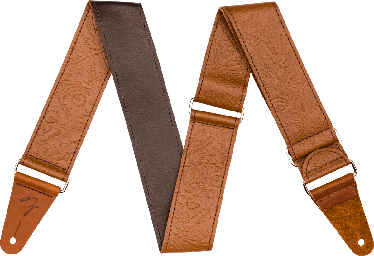 Fender 0996970000 2" Brown Tooled Leather Guitar Strap