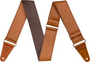 Fender 0996970000 2" Brown Tooled Leather Guitar Strap