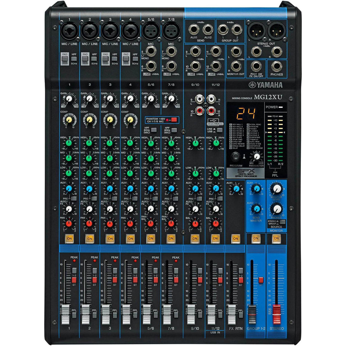 YAMAHA MG12XU 12 - Input; 4 - Bus Mixer, 4 Channels of Single - Knob Compression - Ray's Midbell Music