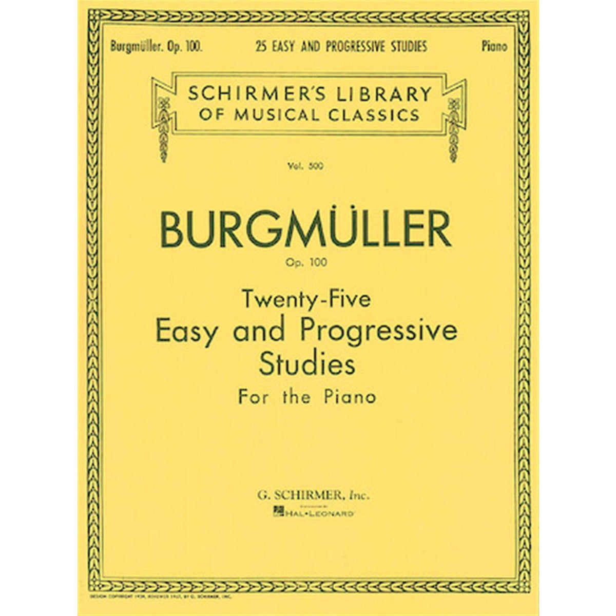 G.schirmer 50255330 Twenty-Five Easy and Progressive Studies for the Piano, Op. 100 - Ray's Midbell Music