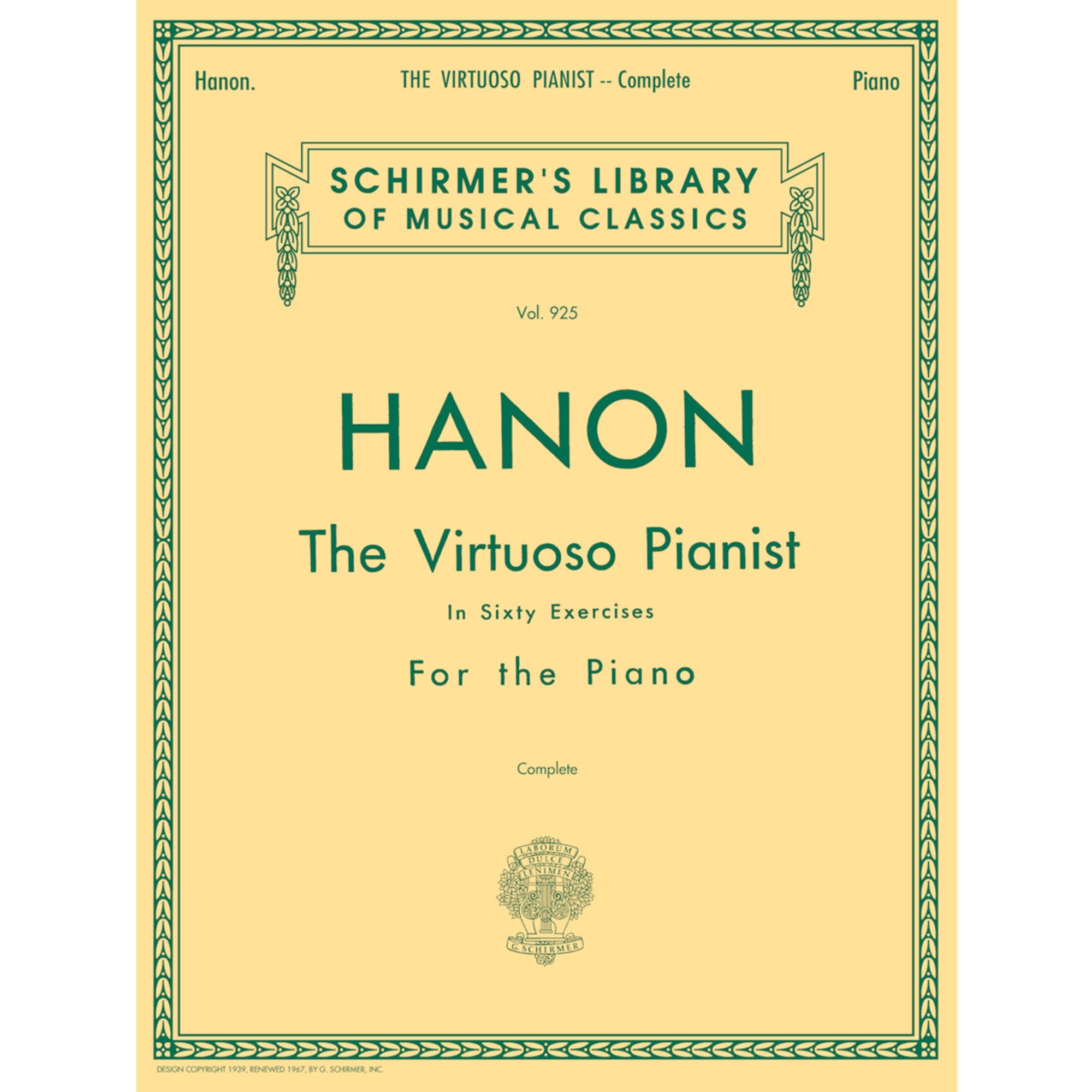 G.schirmer 50256970 Hanon - Virtuoso Pianist in 60 Exercises - Complete