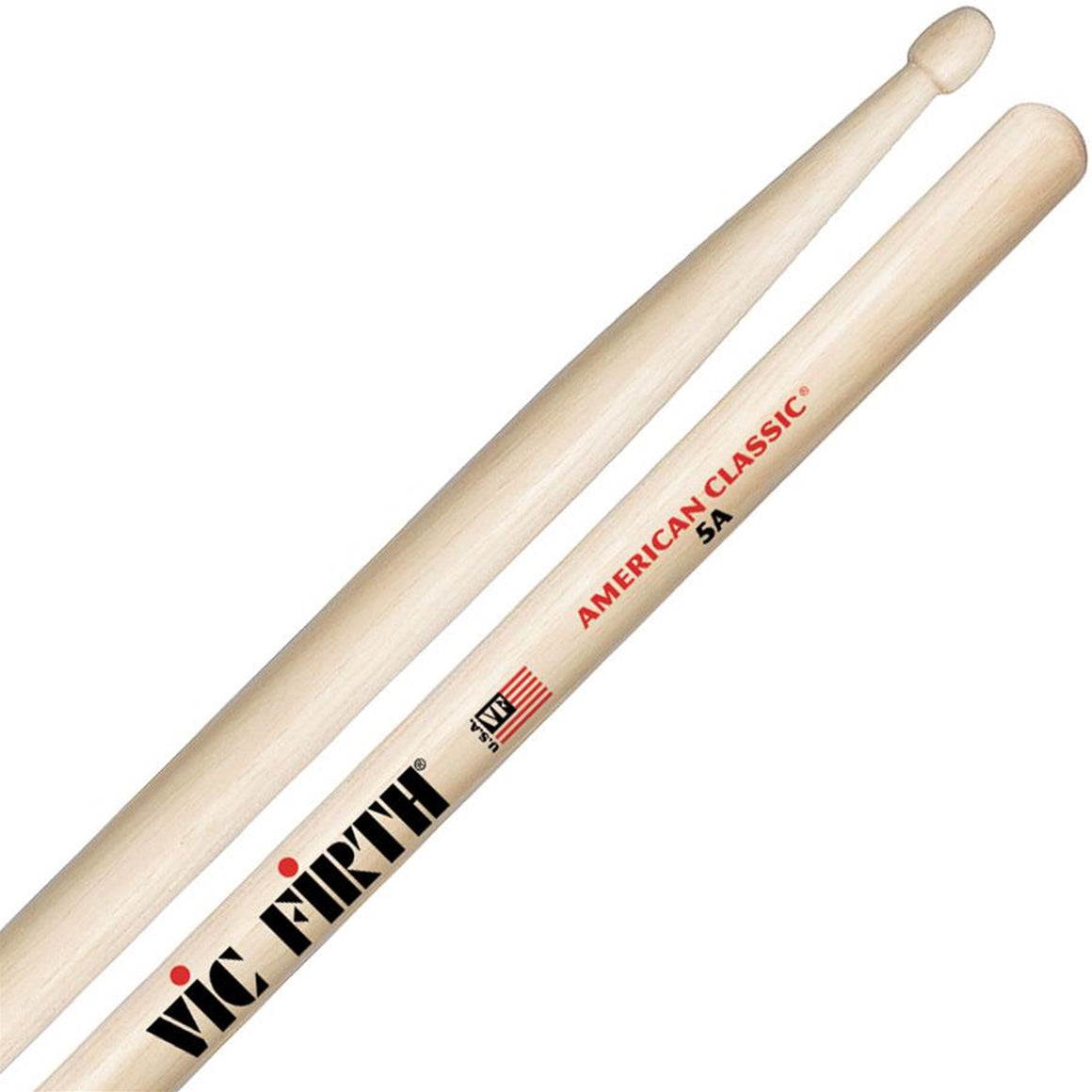 VIC FIRTH VF5A 5A American Classic Hickory Drumsticks, Wood Tip