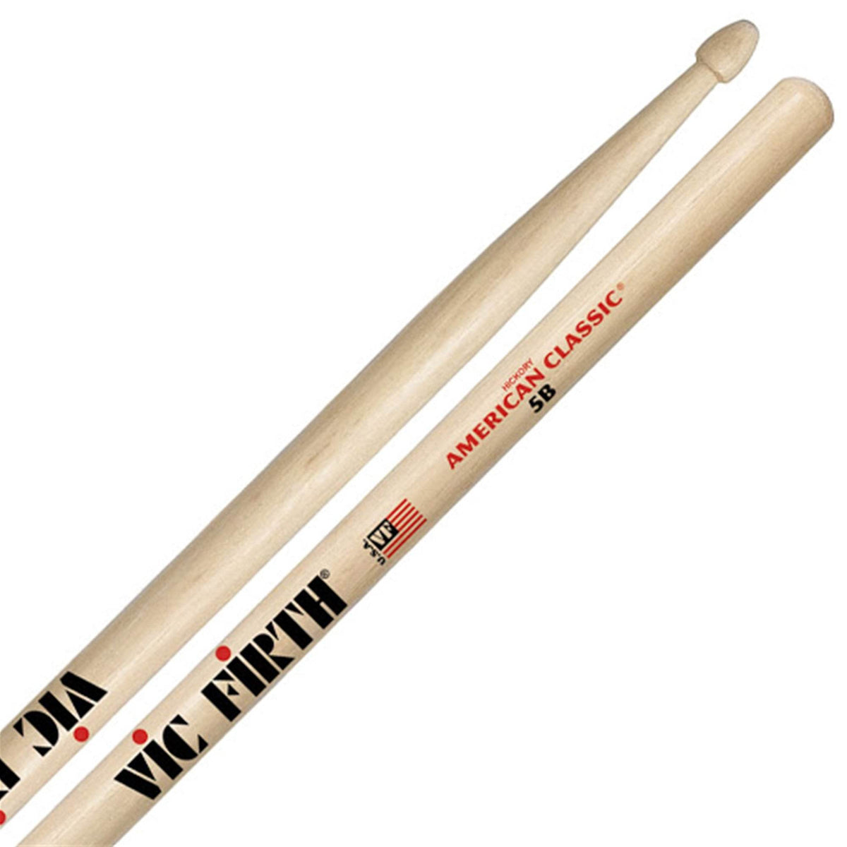 VIC FIRTH VF5B 5B American Classic Hickory Drumsticks, Wood Tip - Ray's Midbell Music