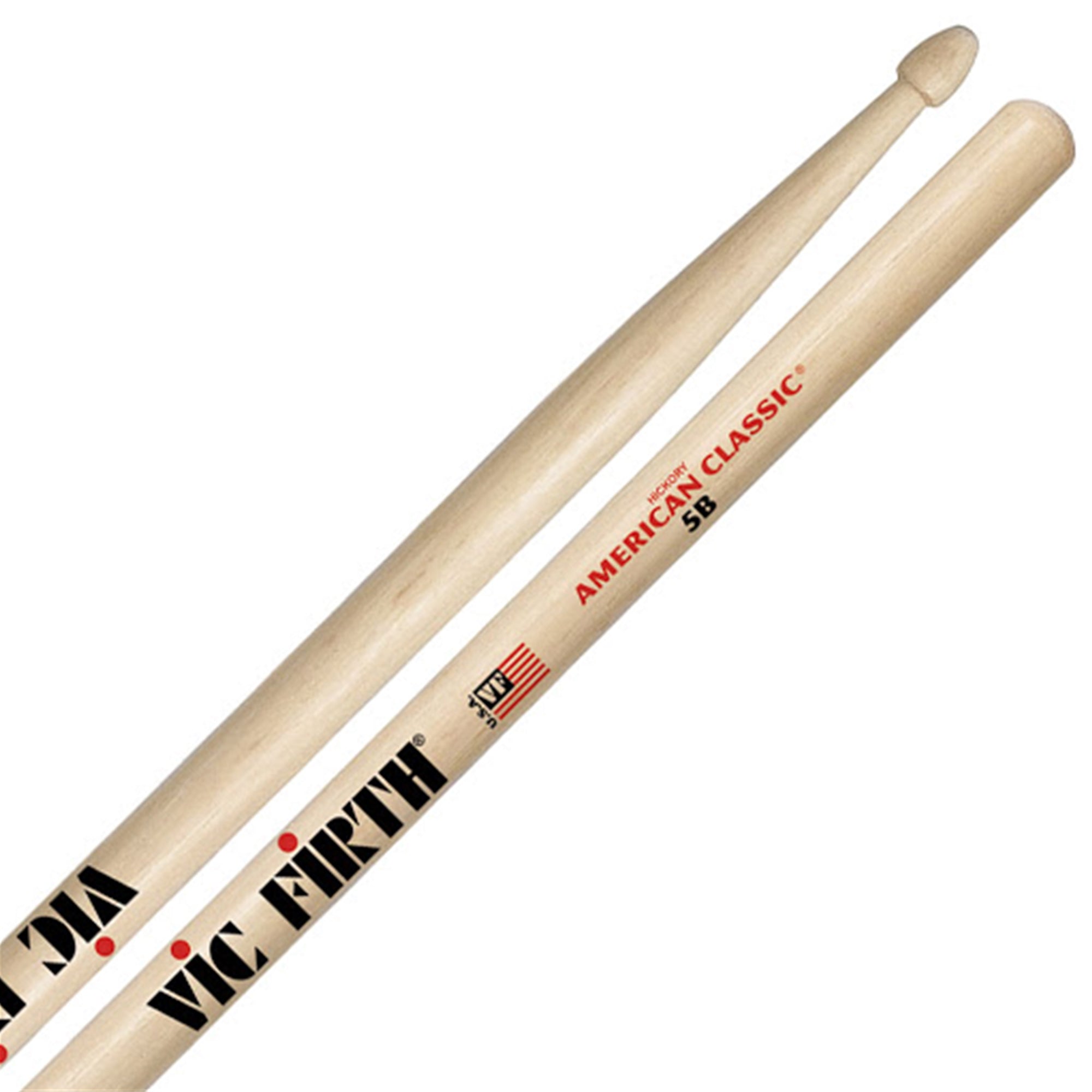 VIC FIRTH VF5B 5B American Classic Hickory Drumsticks, Wood Tip