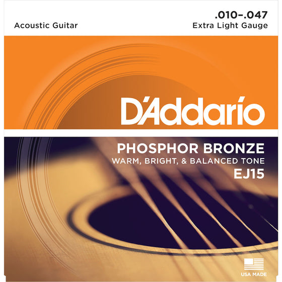 D'ADDARIO EJ15 Extra Light Acoustic Guitar Strings