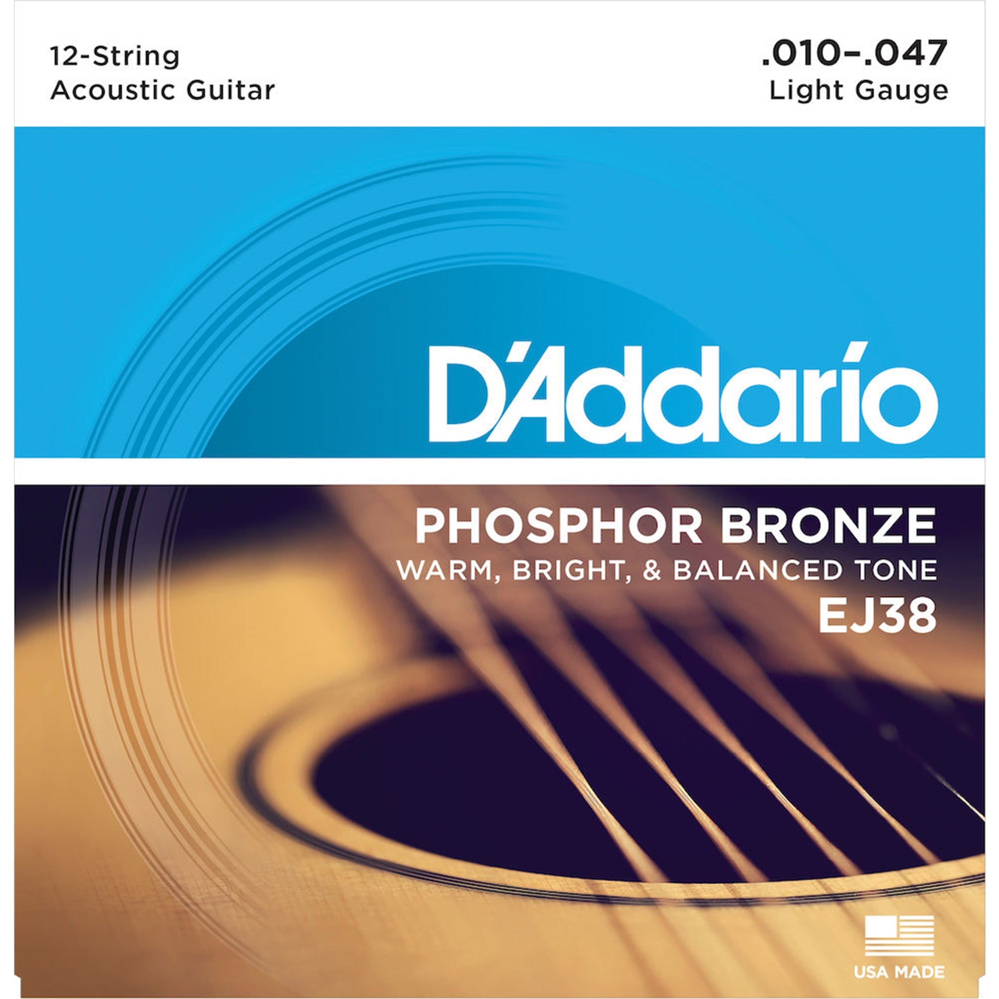 D'ADDARIO EJ38 Light 12-String Acoustic Guitar Strings