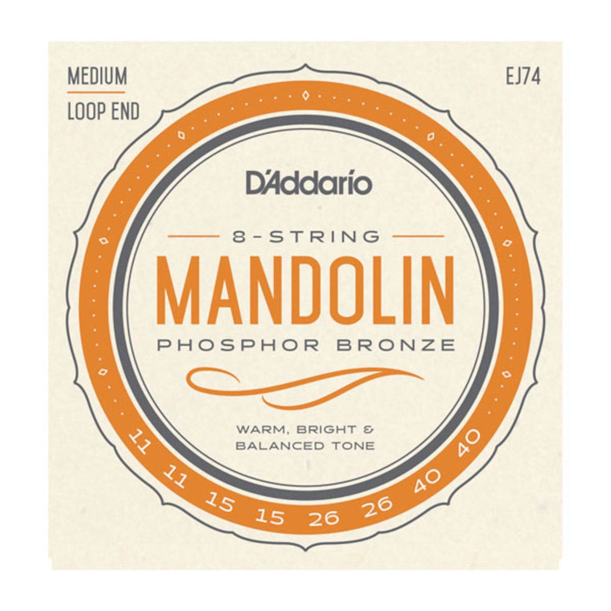 D'ADDARIO J74 Phosphor Bronze Med. Mandolin Strings - Ray's Midbell Music