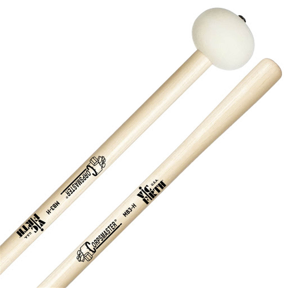 VIC FIRTH VFMB3H Corpsmaster Marching Bass Mallets, Large - Ray's Midbell Music