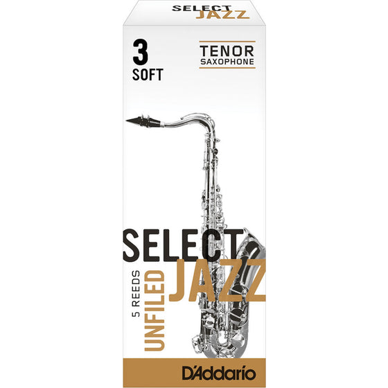 RICO JAZZ SELCT RRS05TSX3S #3S Unfiled Tenor Sax Reeds, Box of 10