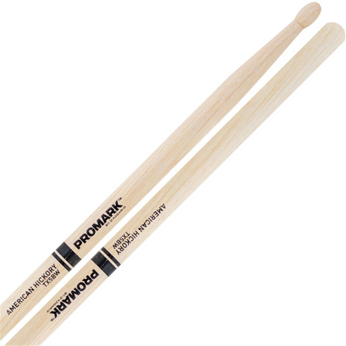 PRO MARK TX5BW 5B American Hickory Drumsticks, Wood Tip
