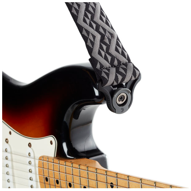 D'ADDARIO 50BAL03 Auto Lock Guitar Strap, Black Padded Geometric