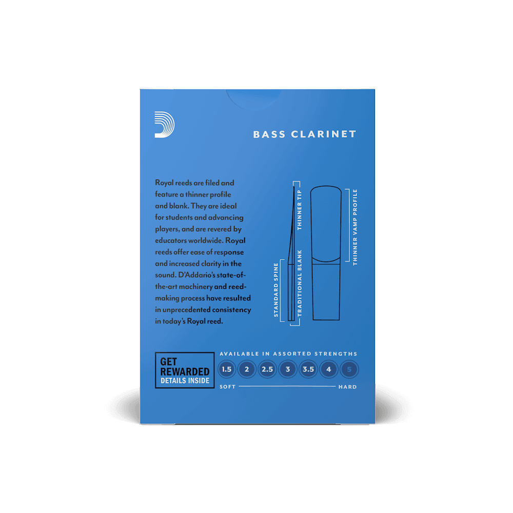 RICO ROYAL REB1035 #3.5 Bass Clarinet Reeds Box of 10 - Ray's Midbell Music