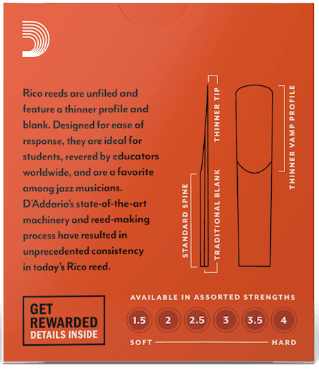 RICO RCA1025 #2.5 Clarinet Reeds, Box of 10 - Ray's Midbell Music