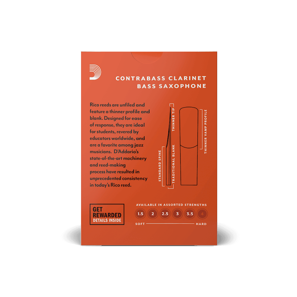RICO RFA1030 #3 Contra Alto/Bass Clarinet Reeds, Box of 10 - Ray's Midbell Music