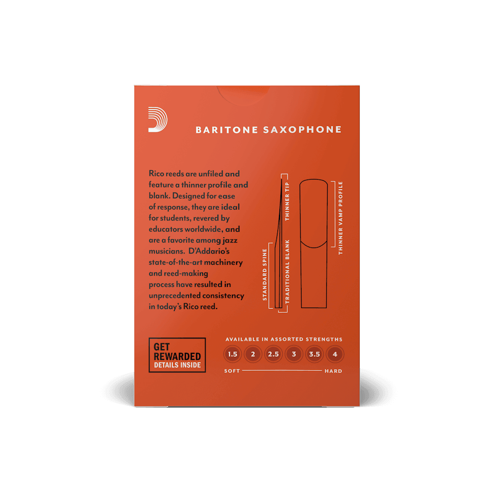 RICO RLA1025 #2.5 Bari Sax Reeds, Box of 10 - Ray's Midbell Music