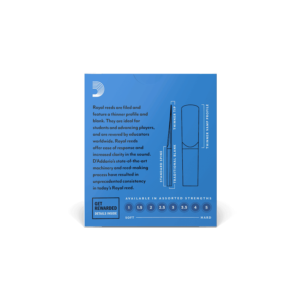 RICO ROYAL RBB1025 #2.5 Eb Clarinet Reeds, Box of 10 - Ray's Midbell Music