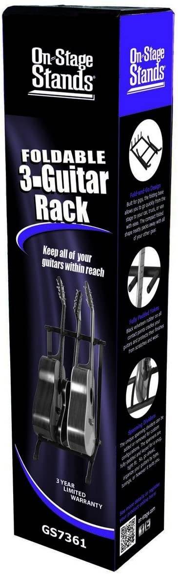 ON STAGE GS7361 3-Space Foldable Multi Guitar Rack - Ray's Midbell Music
