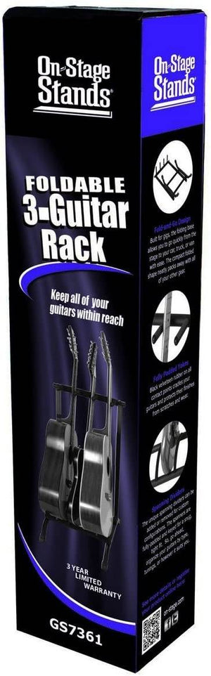 ON STAGE GS7361 3-Space Foldable Multi Guitar Rack - Ray's Midbell Music