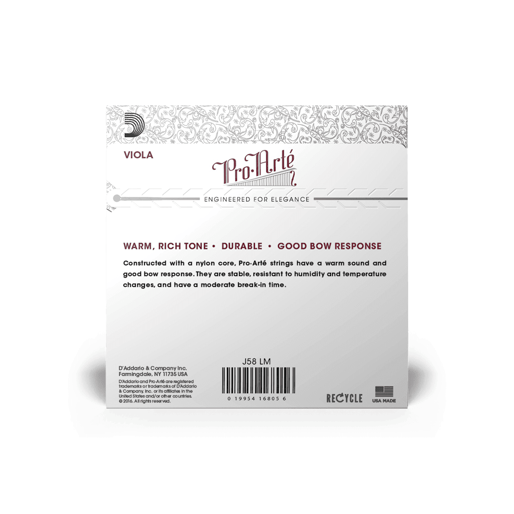 D'ADDARIO J58LM Pro-Arte Viola String Set, Long Scale, Medium Tension - Ray's Midbell Music