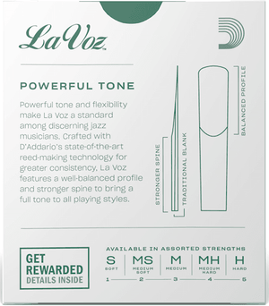 LA VOZ RCC10MD Medium Clarinet Reeds, Box of 10 - Ray's Midbell Music
