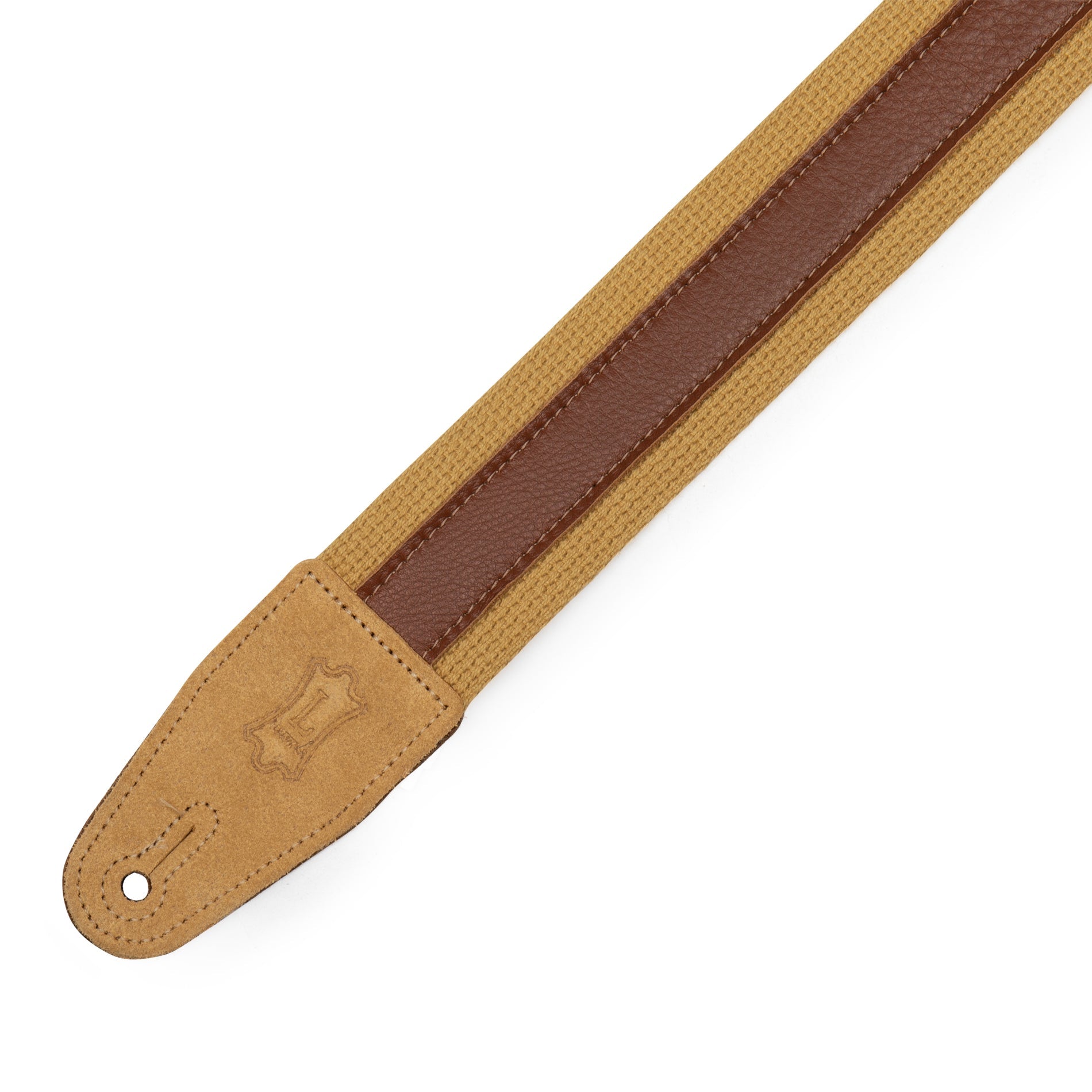 LEVYS MC2CGTANTAN 2" Cotton Strap; 1" Tan Leather Strip - Tan Cotton