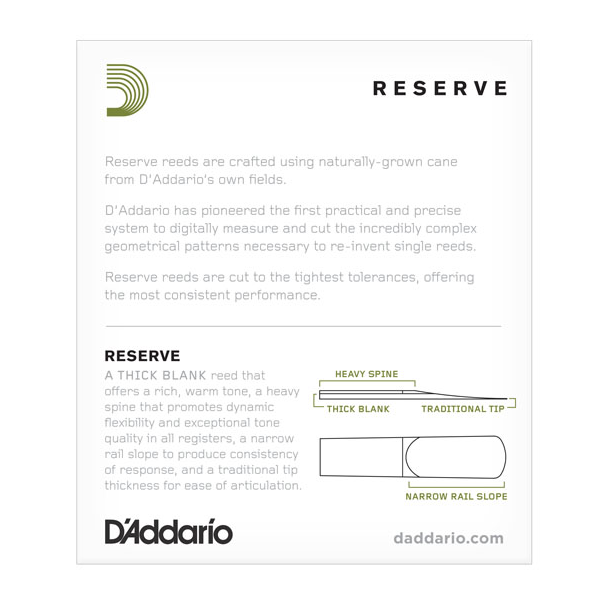 D'ADDARIO DJR1020 #2 Reserve Alto Sax Reeds, Box of 10