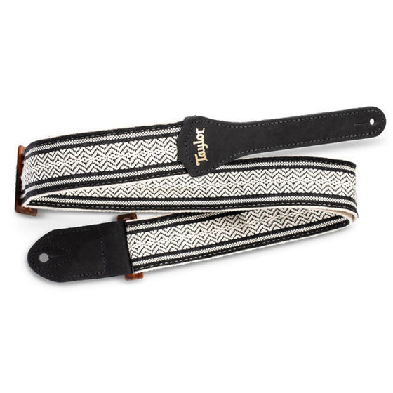 Taylor 400420 2" Cotton Guitar Strap, White/Black Jacquard