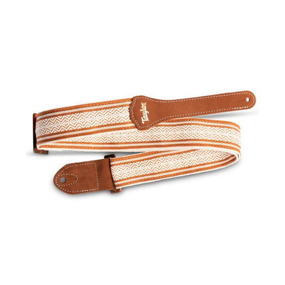 Taylor 400320 2" Cotton Guitar Strap, White/Brown Jacquard