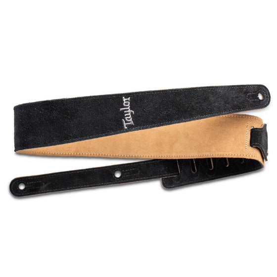 Taylor 440125 2.5" Black Embroidered Suede Guitar Strap