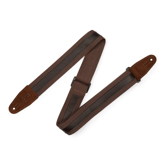 LEVYS MC2CGBRNDBR 2" Brown Cotton Guitar Strap with Dark Brown