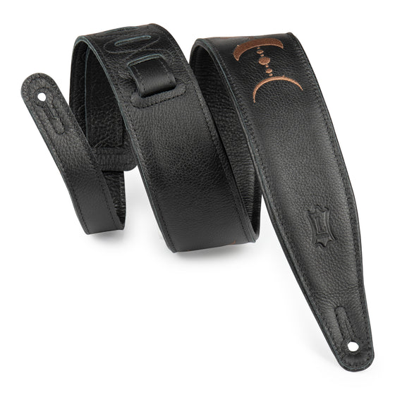 LEVYS MG317MPBLKBRN 2.5" Black Garment Leather Guitar Strap