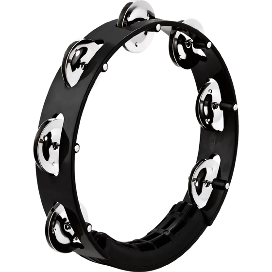 MEINL PERCUSSN HTT8BK 8" Headliner Tour Tambourine, Black, Stainless Steel Jingles