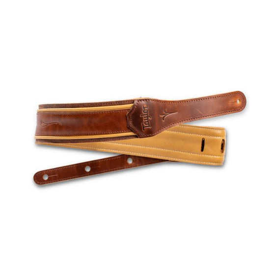 Taylor K25003 2.5" Spring Vine Guitar Strap, Dark Brown/Butterscotch/Distressed Brown